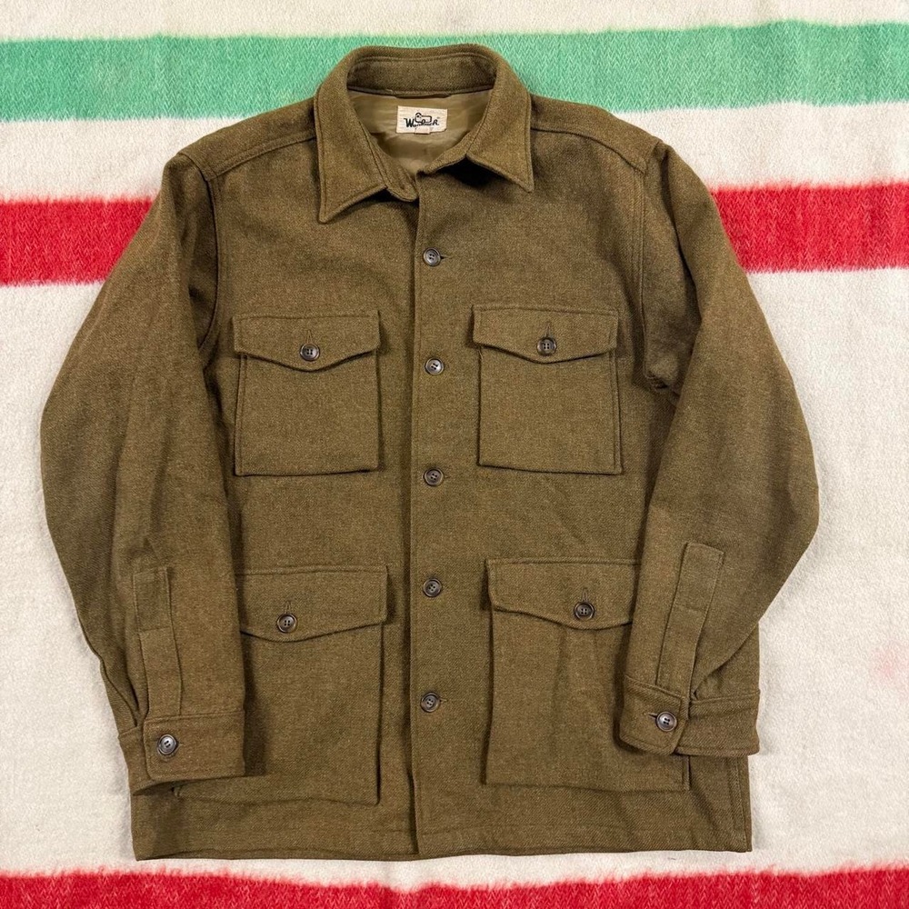 Vintage Woolrich Cruiser Jacket Mens Large Khaki Green Wool 70s Hunting Coat